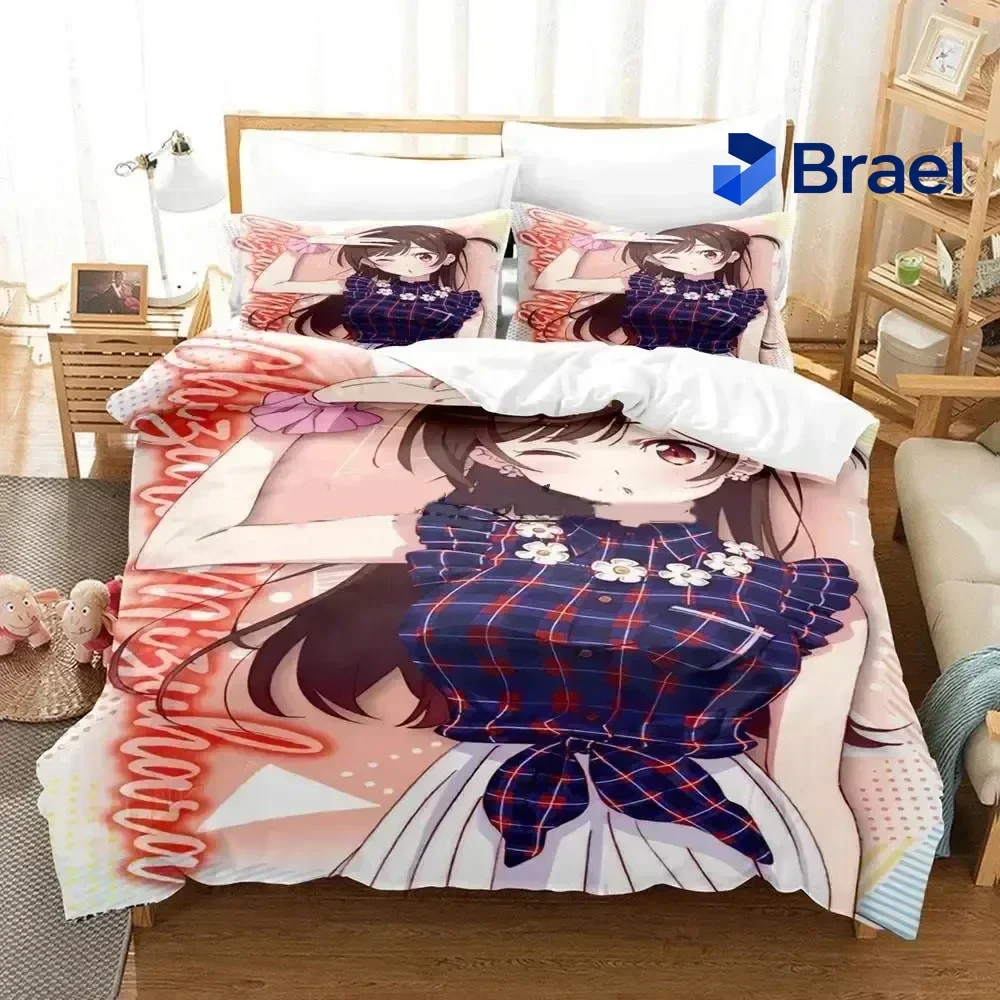 Exquisite Anime Rent A Girlfriend Bedding Set Duvet Cover Bed Set Quilt Cover Pillowcase Comforter King Queen Size Boys Adult Be