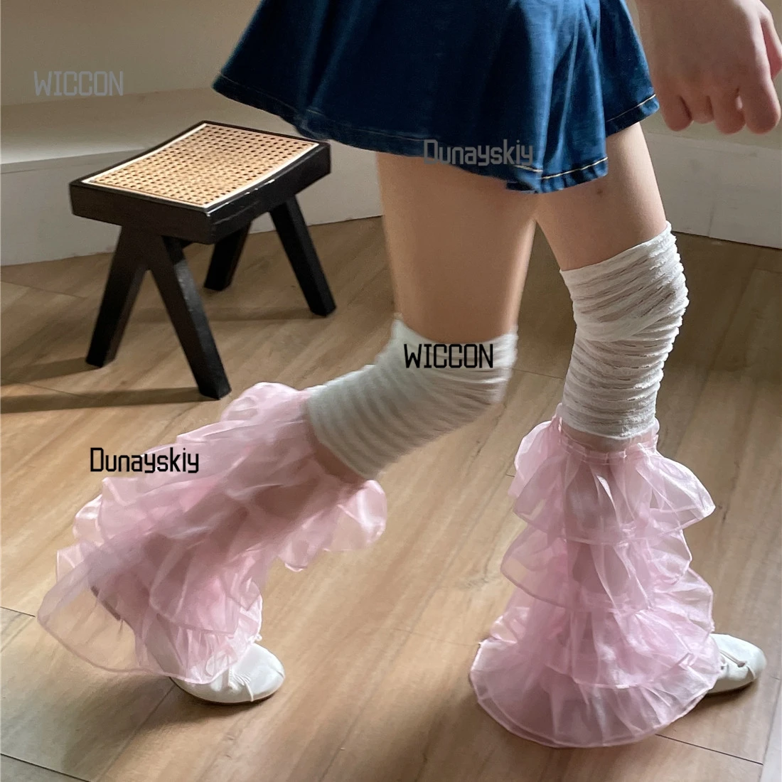 Jirai Kei Spicy Girl Sweet Cool Pure y2k Subculture Lace Splicing Leg Cover Stacking Socks Ball Halloween Christmas Cosplay