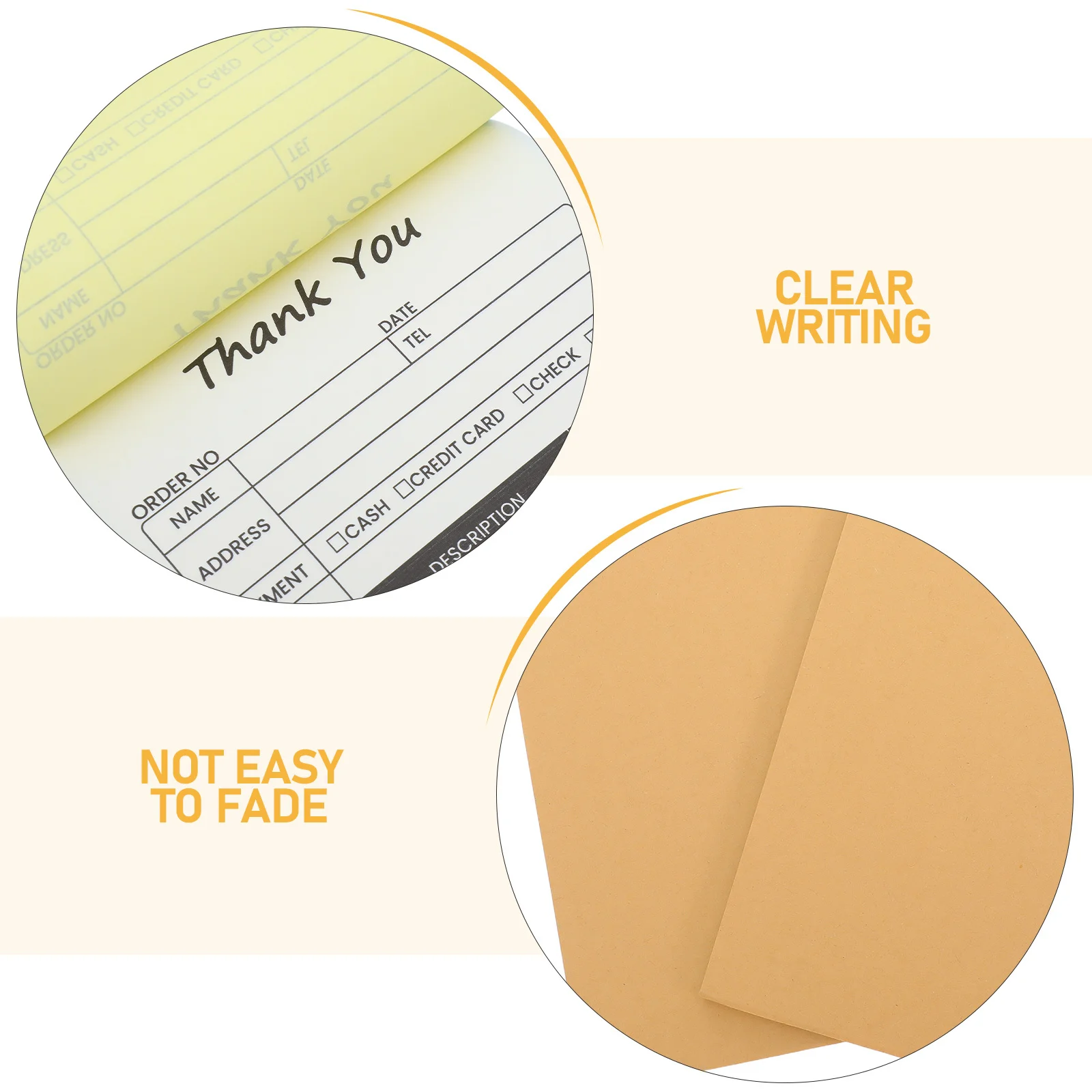 2Pcs Order Invoice Book 2-Part Carbon Copy Receipt Booklet for Restaurant Retail Order Management Smooth Writing Notation