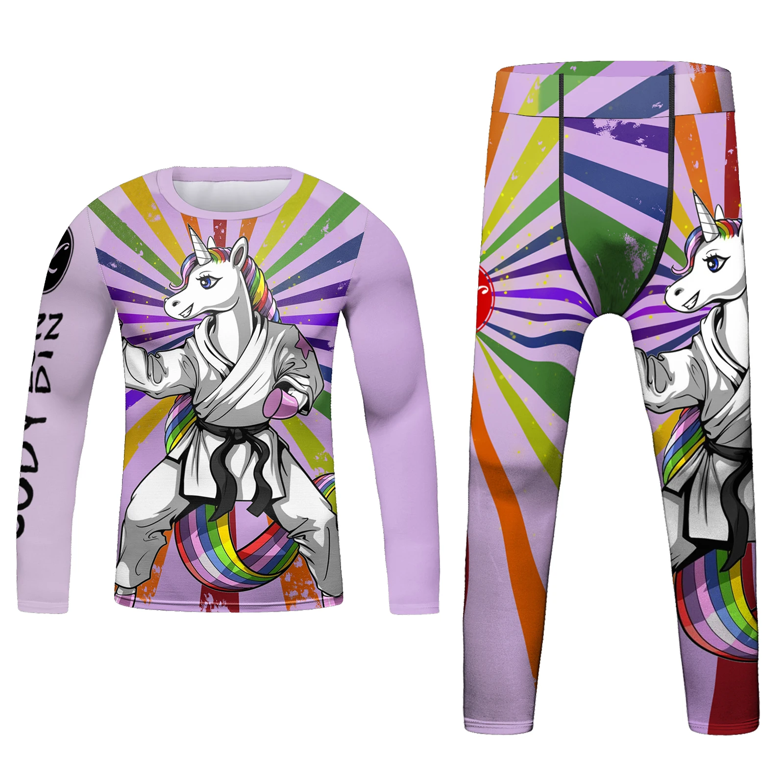 

Cody Lundin Children's Fluorescent Print Compression Rashguard MMA T-shirt Tights Legging Kid Grappling Jiu Jitsu Kickboxing Kit