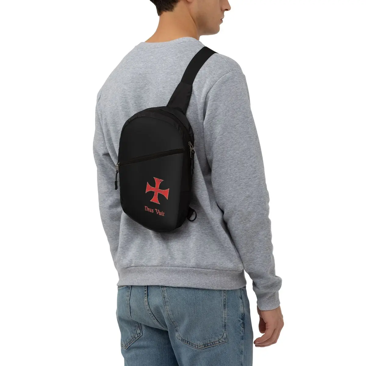 Templar Deus Vult Sling Crossbody Borsttas Mannen Mode Ridders Cross Schouder Rugzak Voor Reizen Fietsen