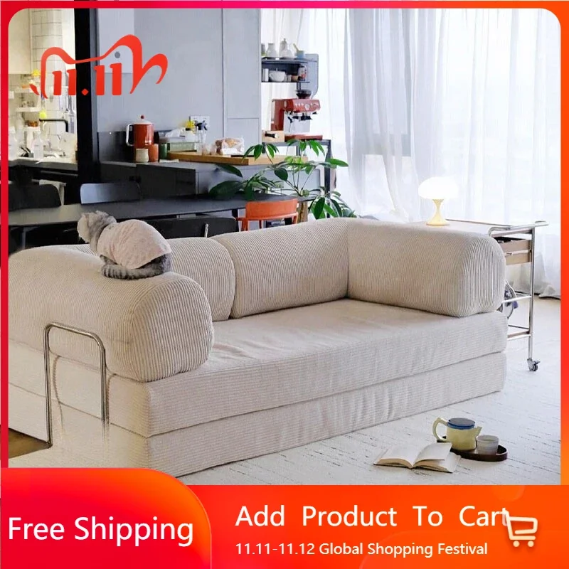 

Replica European Couch Minimalist Modern Double Foldable Corduroy Compressed Sofa Living Room Designer Muebles Unique Furniture