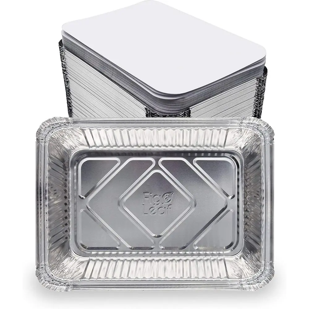 

Кастрюли на вынос 2,5 фунта с крышками — 8,6 x 6,1 x 2, сверхпрочная одноразовая алюминиевая фольга для общественного питания, вечеринки, приготовления еды, морозильной камеры, капельницы