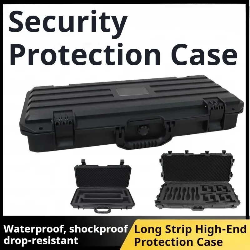 Medium Long Protective Case Packaging Crushproof Hard Plastic Case Tool Bag Waterproof Shockproof Equipment Storage Tool Bag