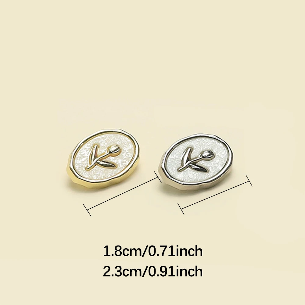10 Pieces for A Set of Beautiful Vintage Tulip Design Oval Metal Buttons, Sweater Coat Casual Blazer Jacket Decorative Buttons