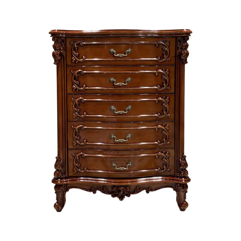 LMM All-Solid Wood Five-Drawer Chest Modern Simple Carved Living Room and Bedroom Storage Cabinet