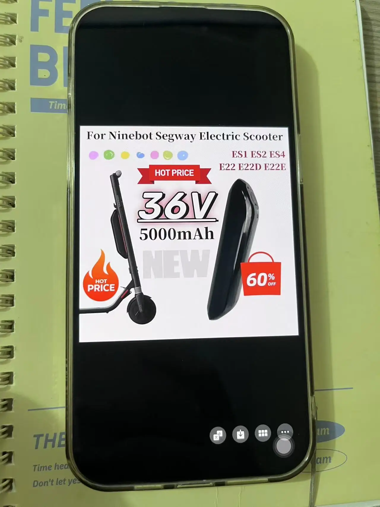 

36V 5000mAh External Battery For Ninebot Segway ES1 ES2 ES4 E22 E22D E22E Smart Electric Scooter Accessories