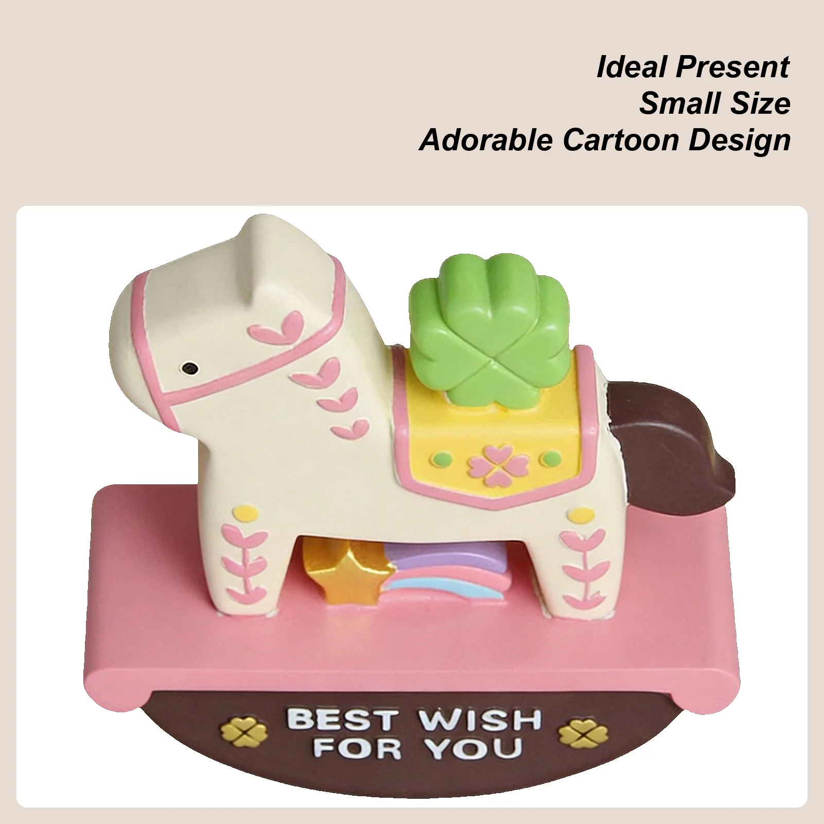 Chinese New Year 2026 Horse Figurine Auspicious Decoration Desktop Cartoon Rocking Horse Ornament For Home Office Desk Entryway