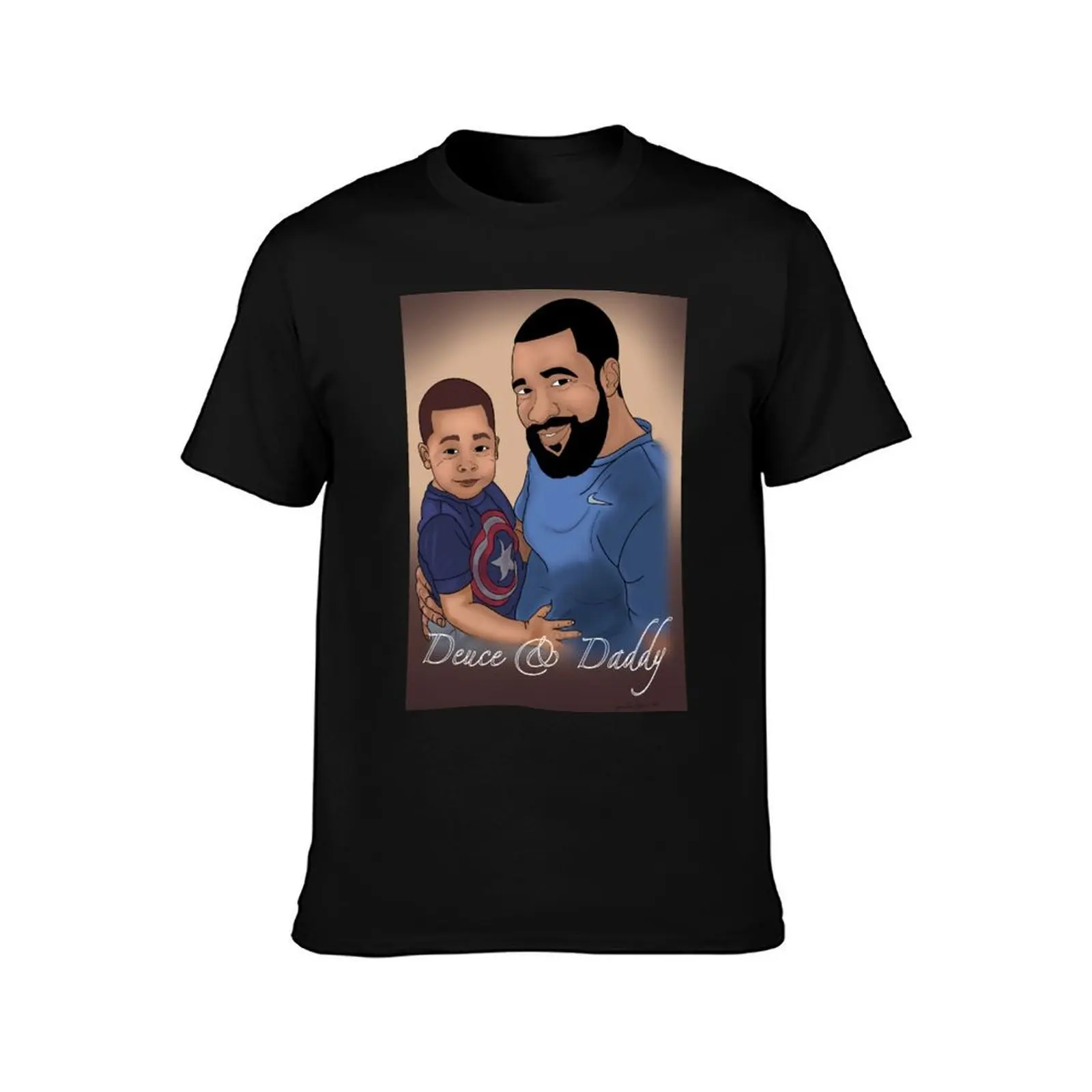 Deuce and daddy #2 T-Shirt, Summer Casual Cotton Tee, Oversized Streetwear Tops, Vintage Graphic Print, Loose Fit Short Sleeve