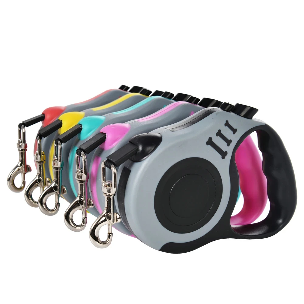 3M 5M Retractable Puppy Leash for Small Dogs Extendable Dog Walking Lead Ergonomic Grip Easy One Hand Control with Metal Hook
