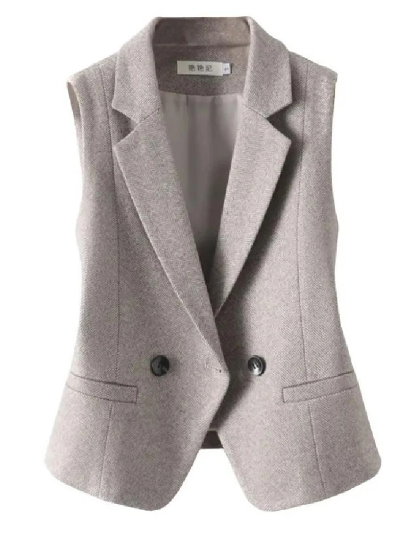 

2023 Autumn Winter New Sle Women's ort Double-breasted Woolen Vest Faionable Layering Versatile Button Detail Top