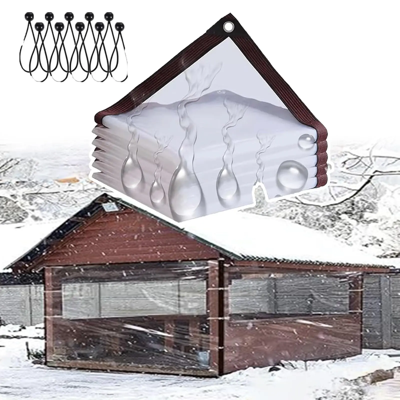 8x12 FT Waterproof Tarpaulin Cover, Clear Plastic Tarp for Patio, Pergola Side Panels, Ideal for enhouses, Chicken