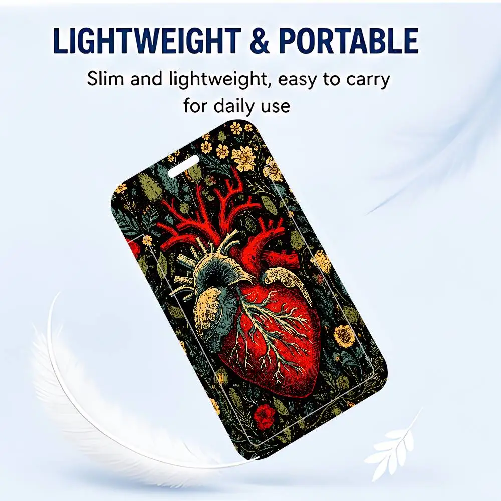 Heartbreak Anatomy Pattern NFC Contactless Sliding Card Sleeve For Student Cards, Bus Cards, ID Cards, And Work Permits