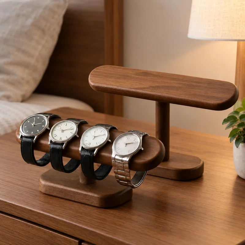Countertop Display Organizer Crafted from Wood, Designed to Hold Necklaces and Anklets in One Compact Unit