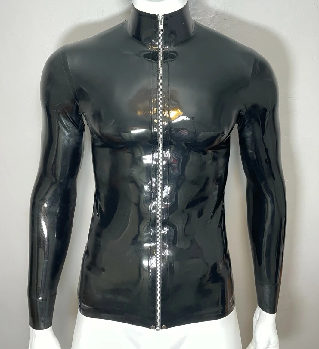 

Rubber Latex Hi Top Front Zip Long Sleeve T-Shirt