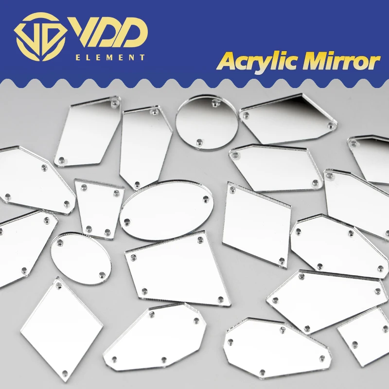 VDD 60/200 sztuk Mix rozmiar białe lustro akrylowe dżetów do szycia naszyć DIY rzemiosło płaskie powrót kamienie do szycia do dekoracji odzieży
