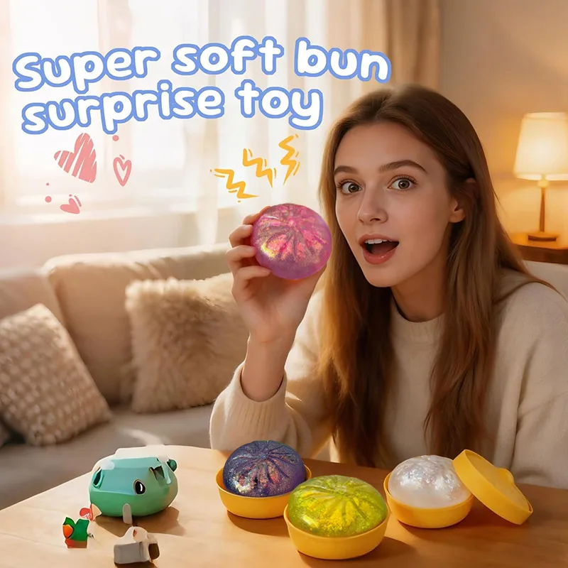 Simulation Flash Dumpling Stress Ball Cute Soft Steamed Bun Pinch Toy Reusable Low Rebound Decompression Decor for Adult