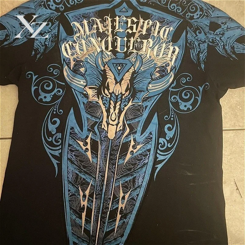 New Y2K Punk Sword Fantasy T Shirt Dark Gothic Digital Print Studs Unisex Breathable Cotton Summer Tee Rebellious Streetwear