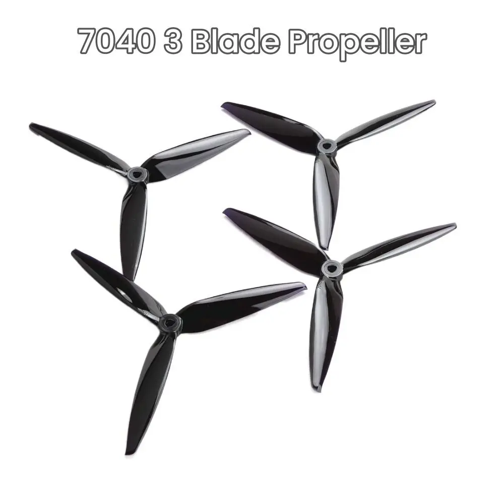 4pcs 7040 PC Propeller 7X4X3 CW CWW 3-Blade RC Drone Parts Black Purple Red Long Range for FPV Freestyle Drone