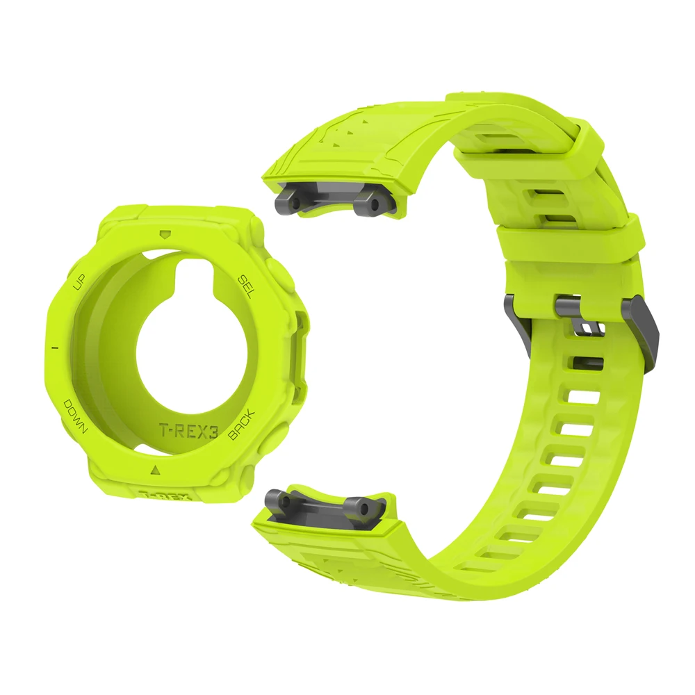 1Set Silicon Replacement Strap Wristband + Silicone Case Cover Protective Skin For Huami Amazfit T-Rex 3 T-Rex3 Smartwatch Guard
