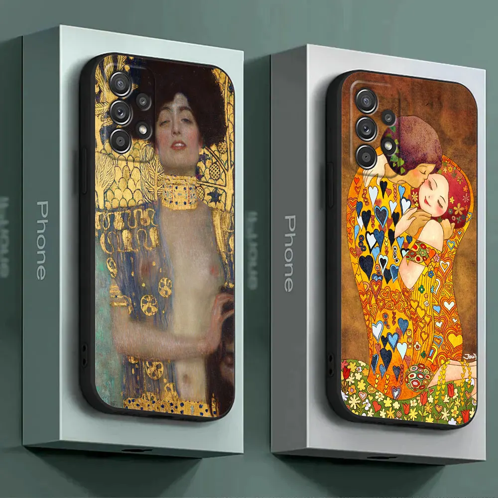 Kiss by Gustav Klimt Golden Freya's Tears Phone Case For Samsung Galaxy A15 A25 A24 A23 A22 A21S A20s A13 A05S A04 A03 A14 Cover