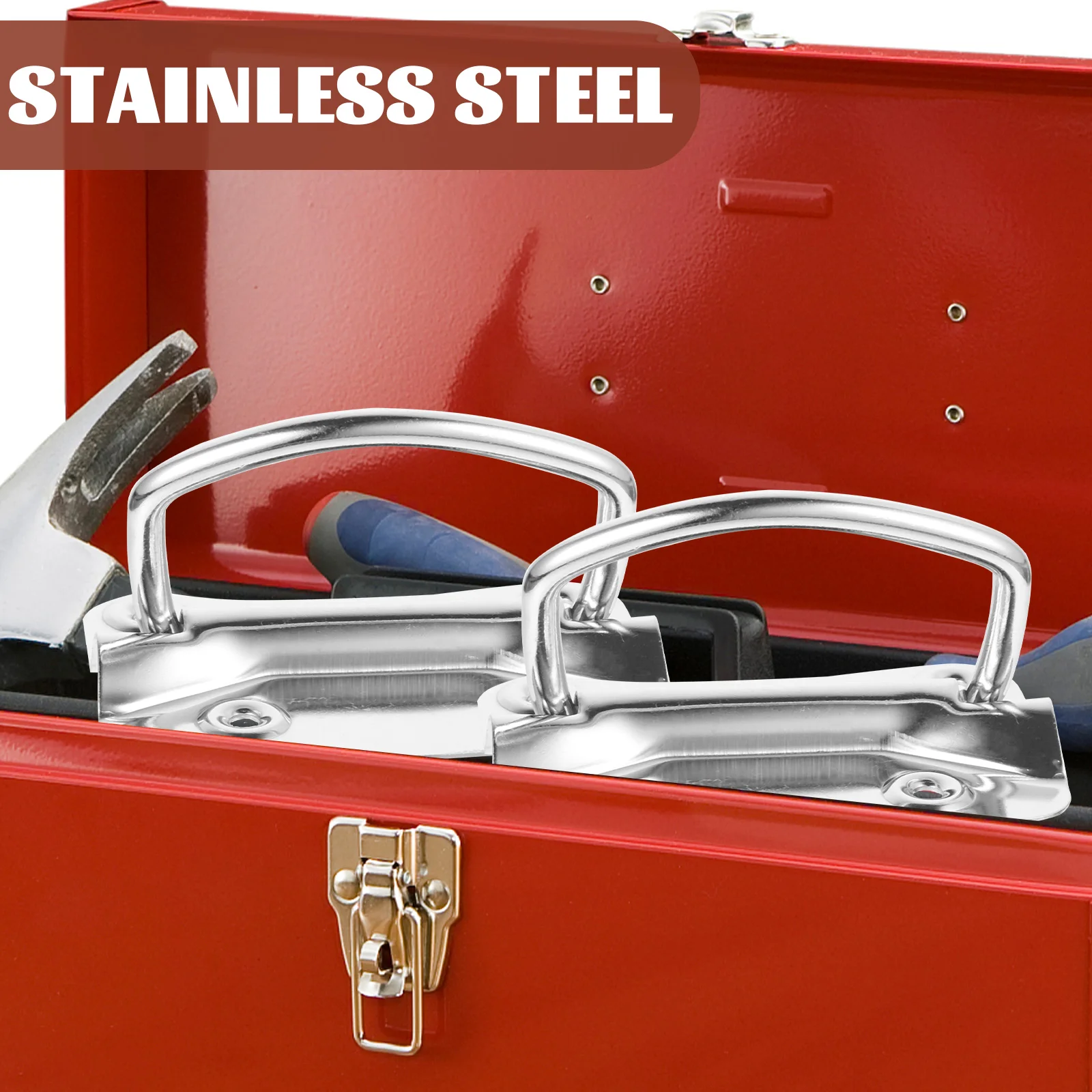 

2Pcs Stainless Steel Door Pull Handles for Toolbox Cabinet Kitchen Furniture with Large Ring Smooth Coating Easy Install Drawer