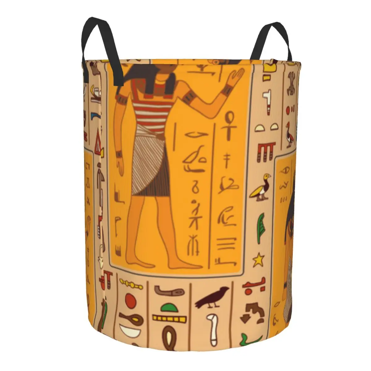 Dirty Laundry Basket Egyptian Gods Hieroglyphs Retro Folding Clothing Storage Bucket Home Waterproof Organizer