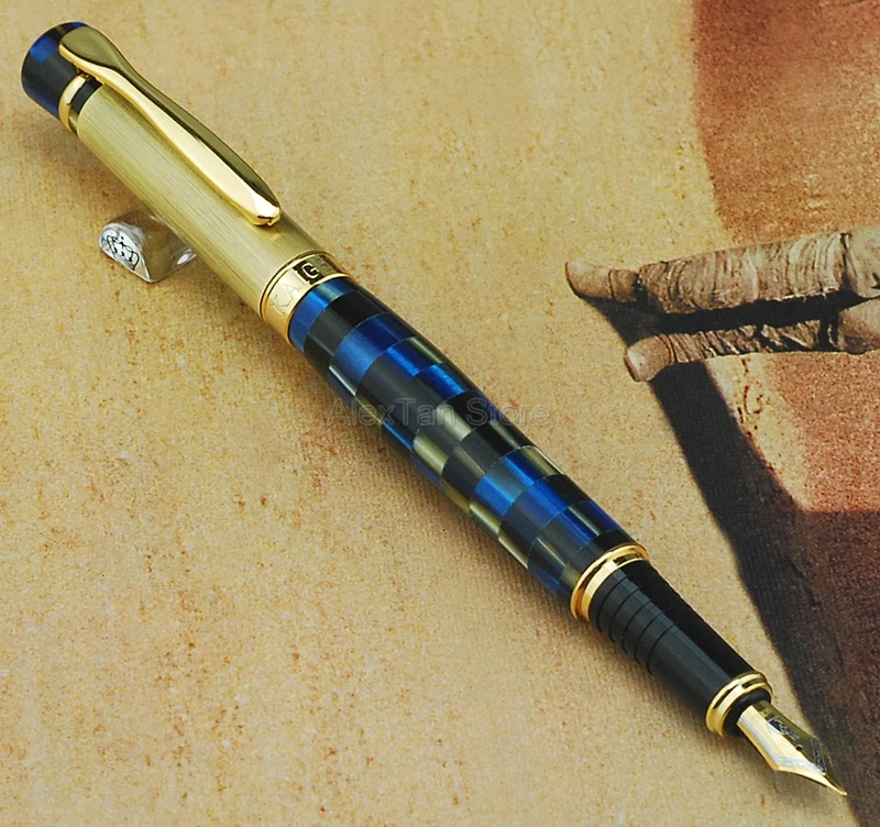 Kaigelu 336 Luxury Marble Celluloid Fountain Pen Iridium Medium Nib Blue Pattern Writing Gift Pen For Business