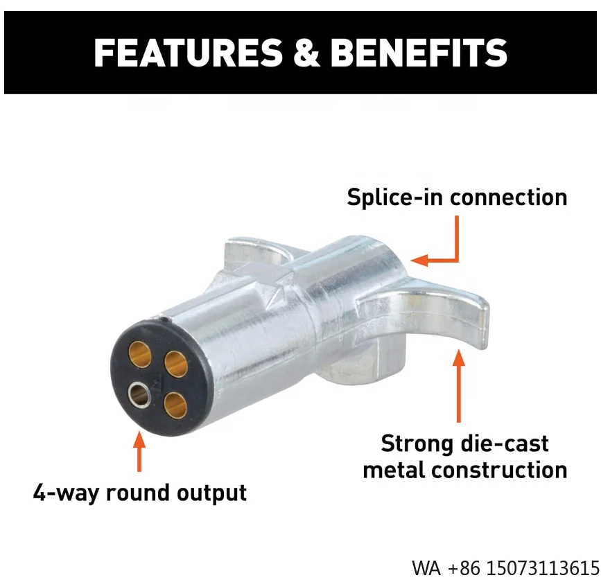 

12 В 4-контактный небольшой круглый алюминиевый разъем для прицепа для сцепного устройства каравана