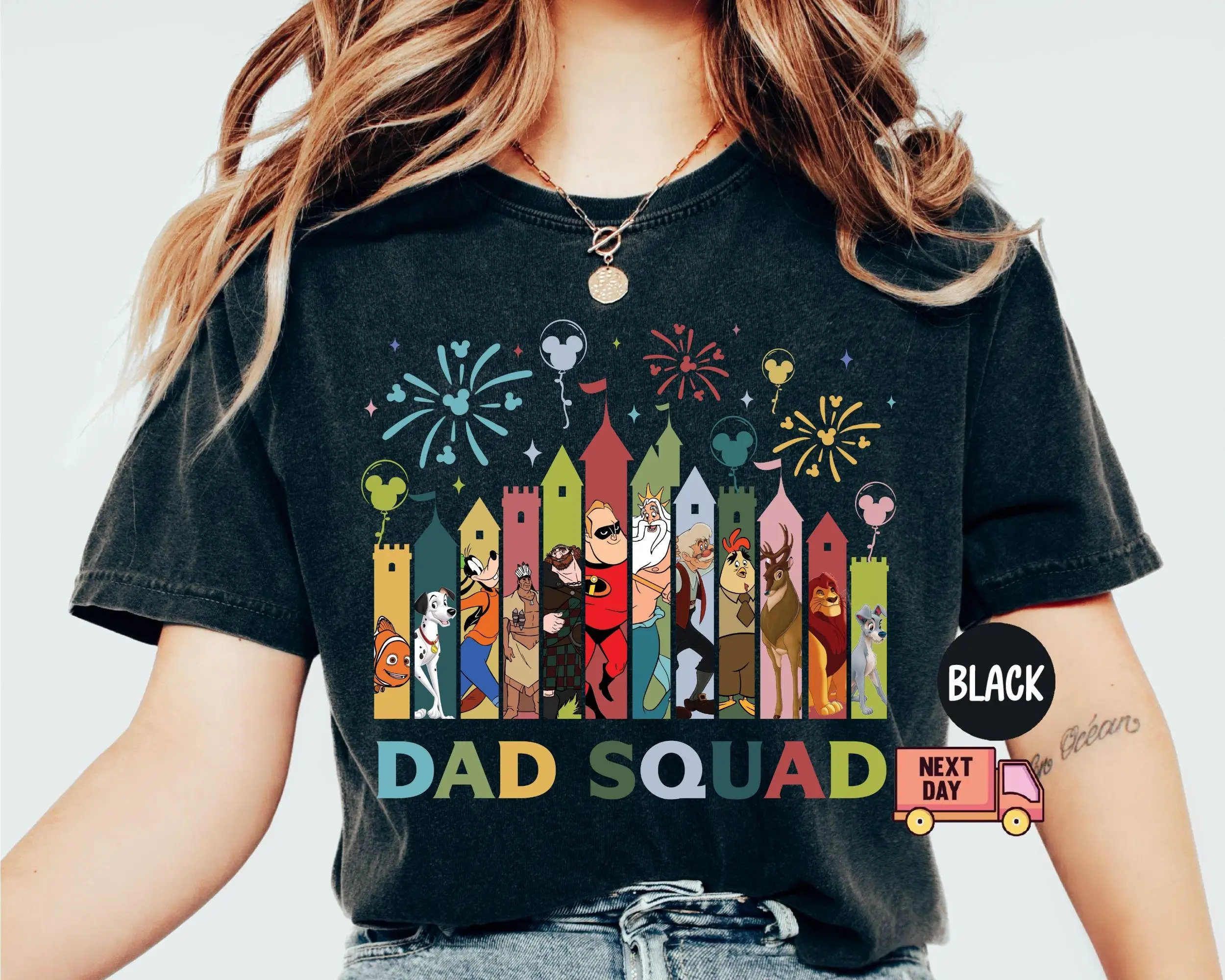 قميص Disney Dad Squad، تي شيرت Disney Dad لعيد الأب، هدية للأب، سويت شيرت Disney Trip Dad، أفضل تي شيرت مطابق للأب