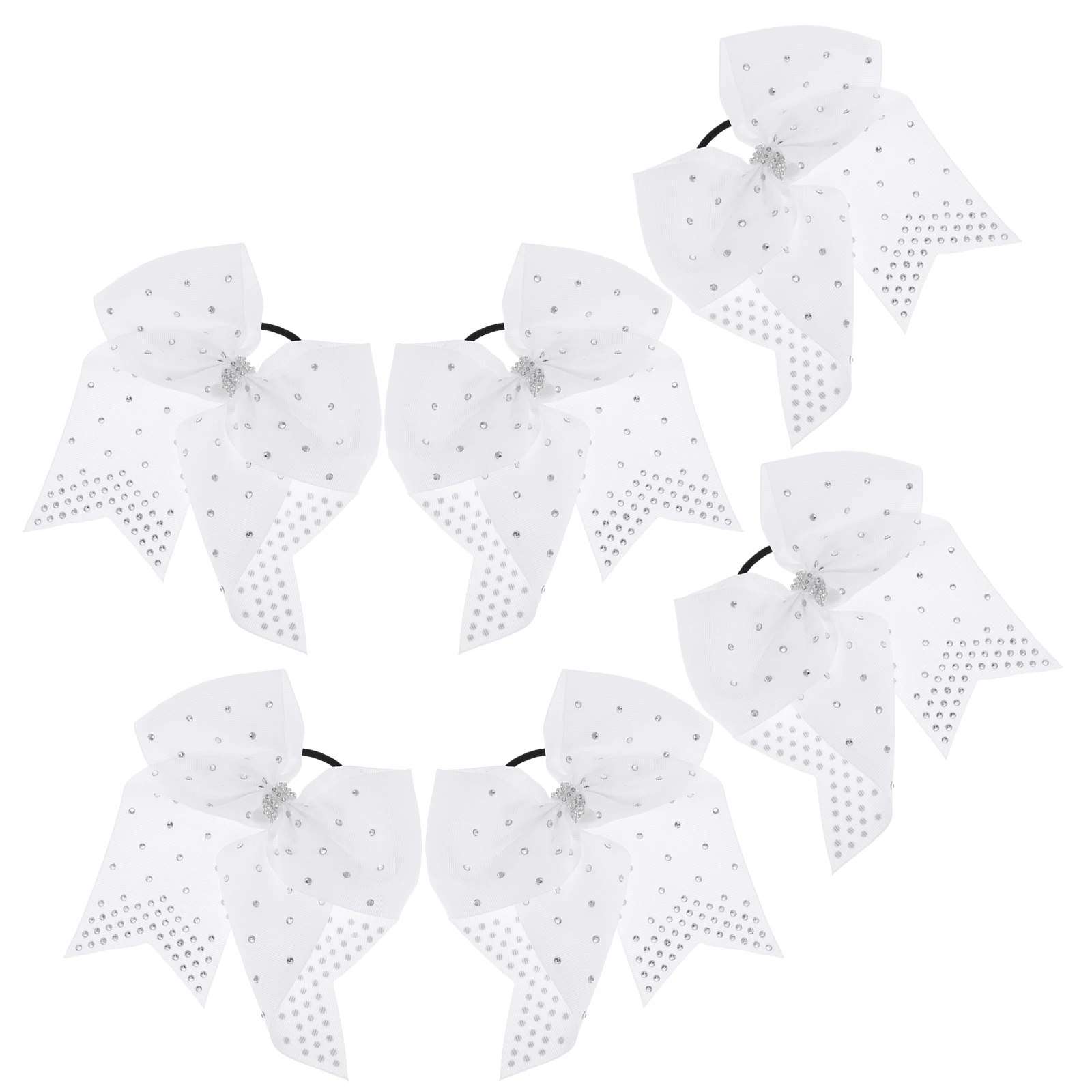 

6Pcs Large Hair Ties White Ribbon Cheer Accessories Large Cheer Bows Girls Dance Party Ropes Soft Fabric