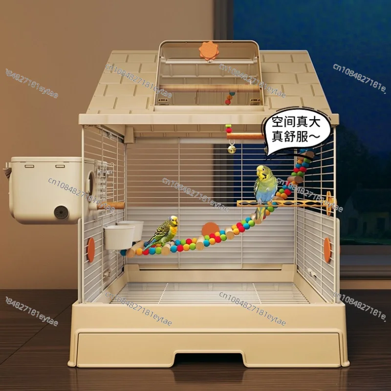 Luxury Bird Cage Villa for Parrots Anti Splash Cockatiel Budgie Habitat Modern Home Aviary Premium Pet Bird Mansion