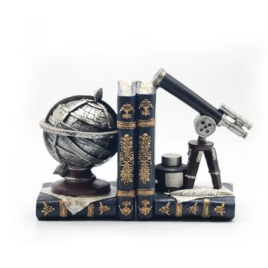 

Vintage Decorative Bookends, Armillary Sphere and Space Telescope Decorative Bookends, Vintage Decorative Unique Bookends for H