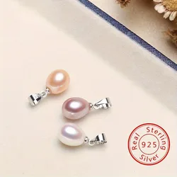 1 Pack 925 Sterling Silver Buckle Natural Freshwater Pearl Single Pendant Vintage Classic Necklace Accessory