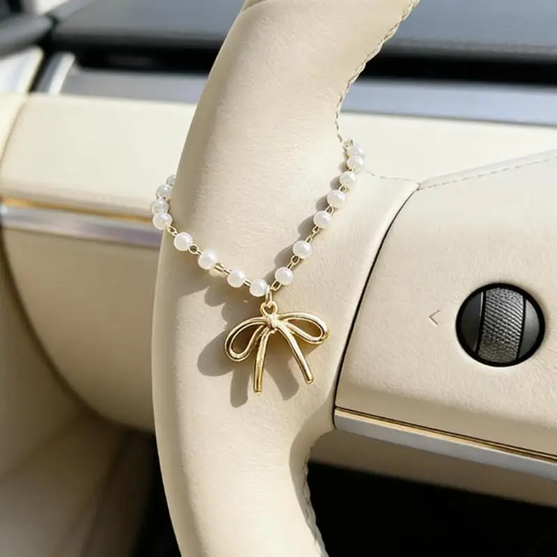 New Sparkling Rhinestone Bow Chain, Car Steering Wheel Decoration, Exquisite And Elegant, Ladies' Car Interior Decoration Unique