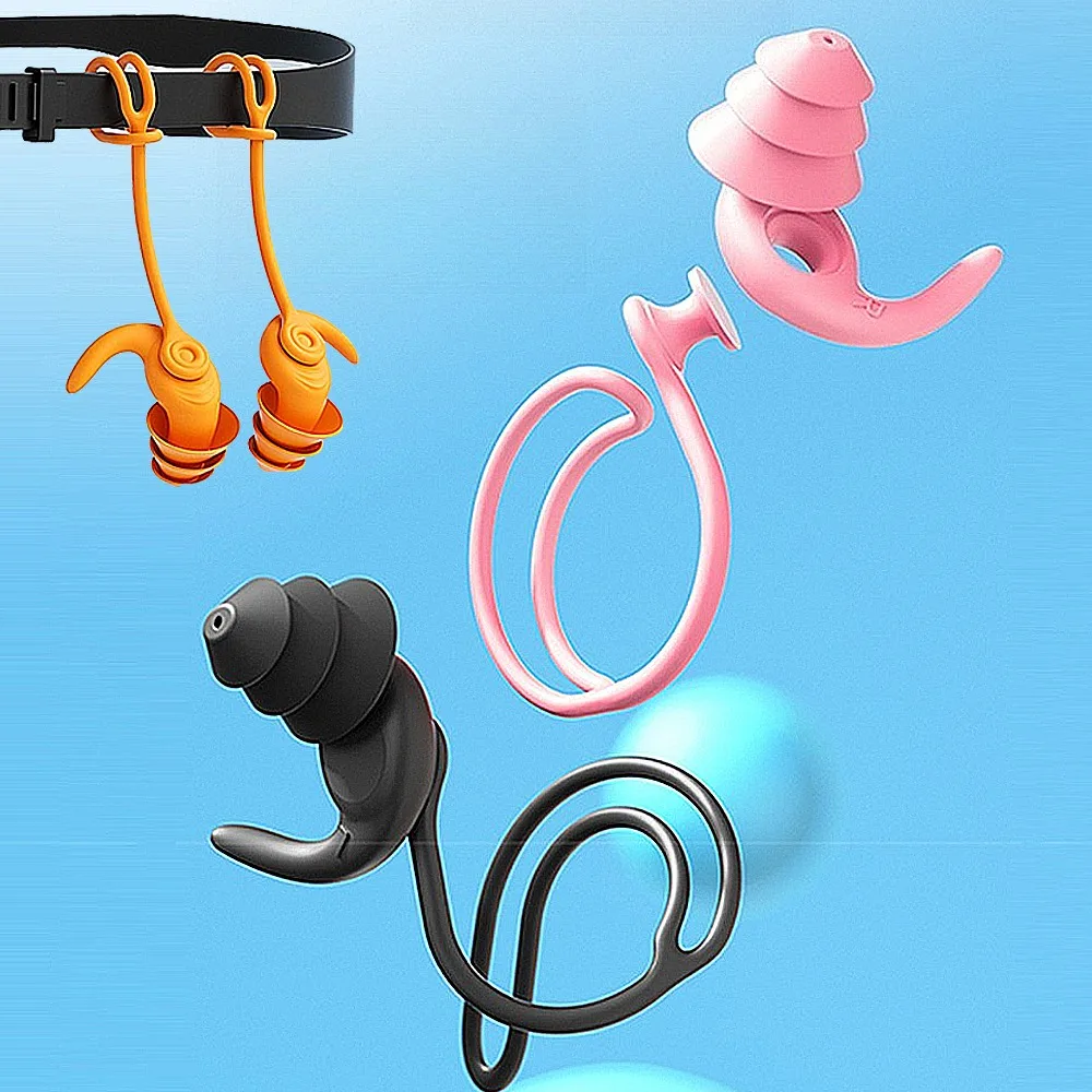 

Nano Silicone Anti Noise Earplugs with Elastic Lanyard for Water Sports Noise Reduction Ear Plug Swim Earplug Safety Protection