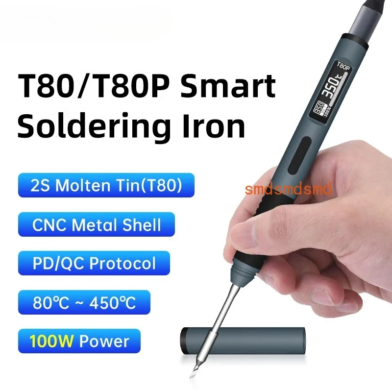 

T80/T80P Soldering Iron Adjustable Temperature 100W Fast Heat Portable Digital Welding Station Kit C245