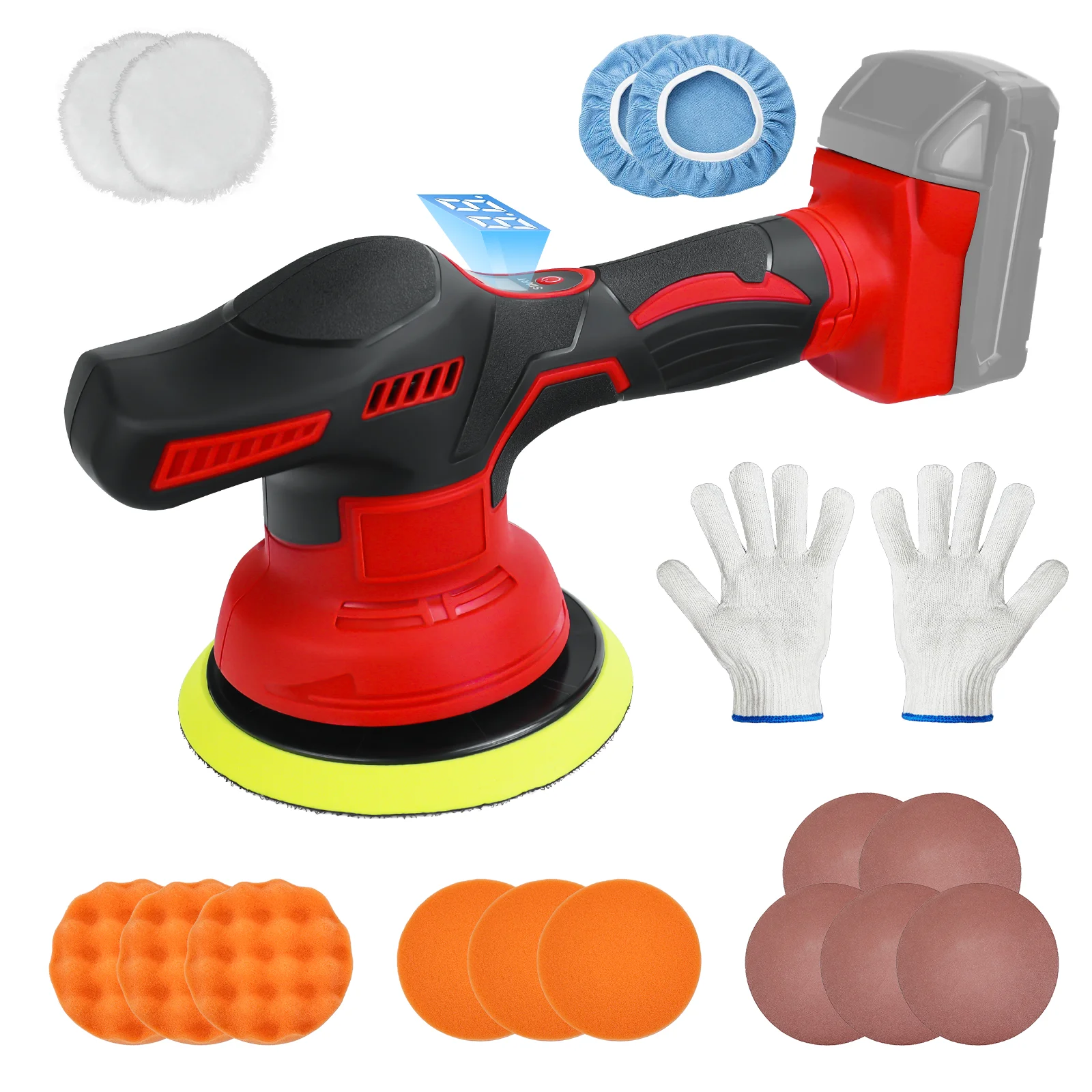 Cordless Car Polisher 8 Variable Speed Wireless Car Polishing Waxing Detailing Sanding Tool for Milwaukee 18V Battery Pin