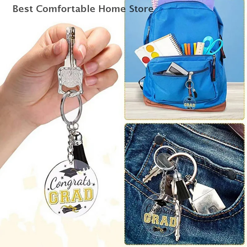 30 шт., акриловый брелок для выпускного, тематическая вечеринка, украшение, подарок, брелок для выпускного, черный, синий, 2 цвета