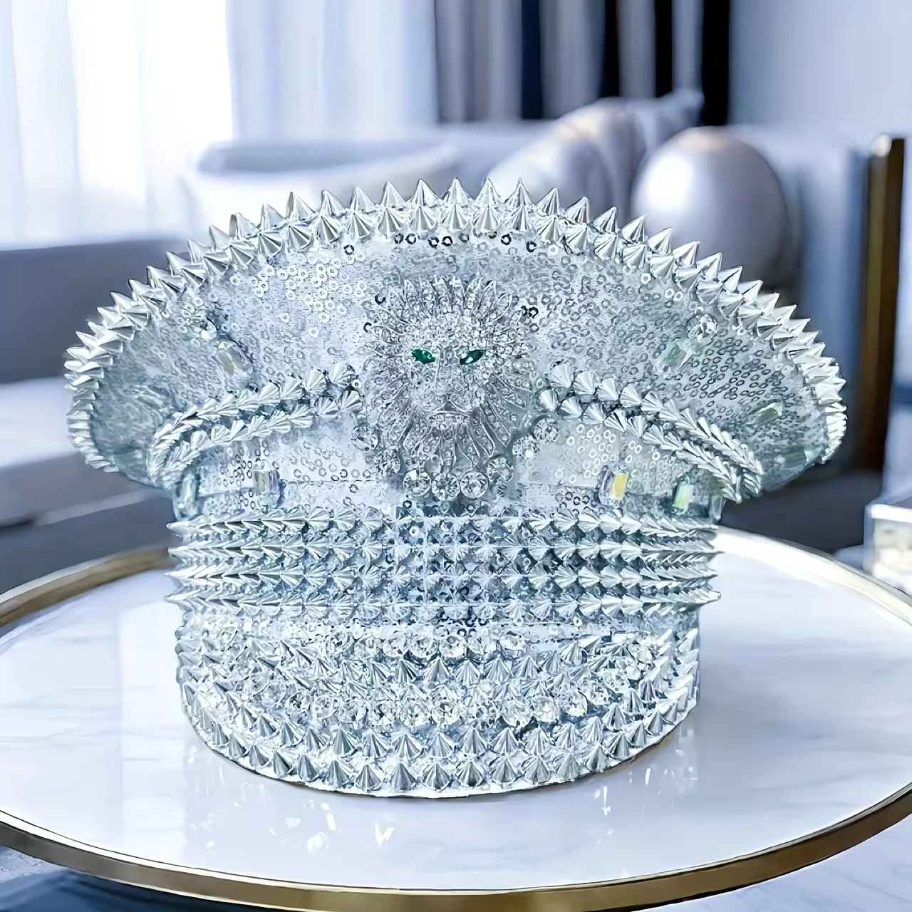 HongLuan  Halloween Costume Hat, Captain Hats Rhinestone for Burning Man Festival Woman, Cosplay Female Accessories