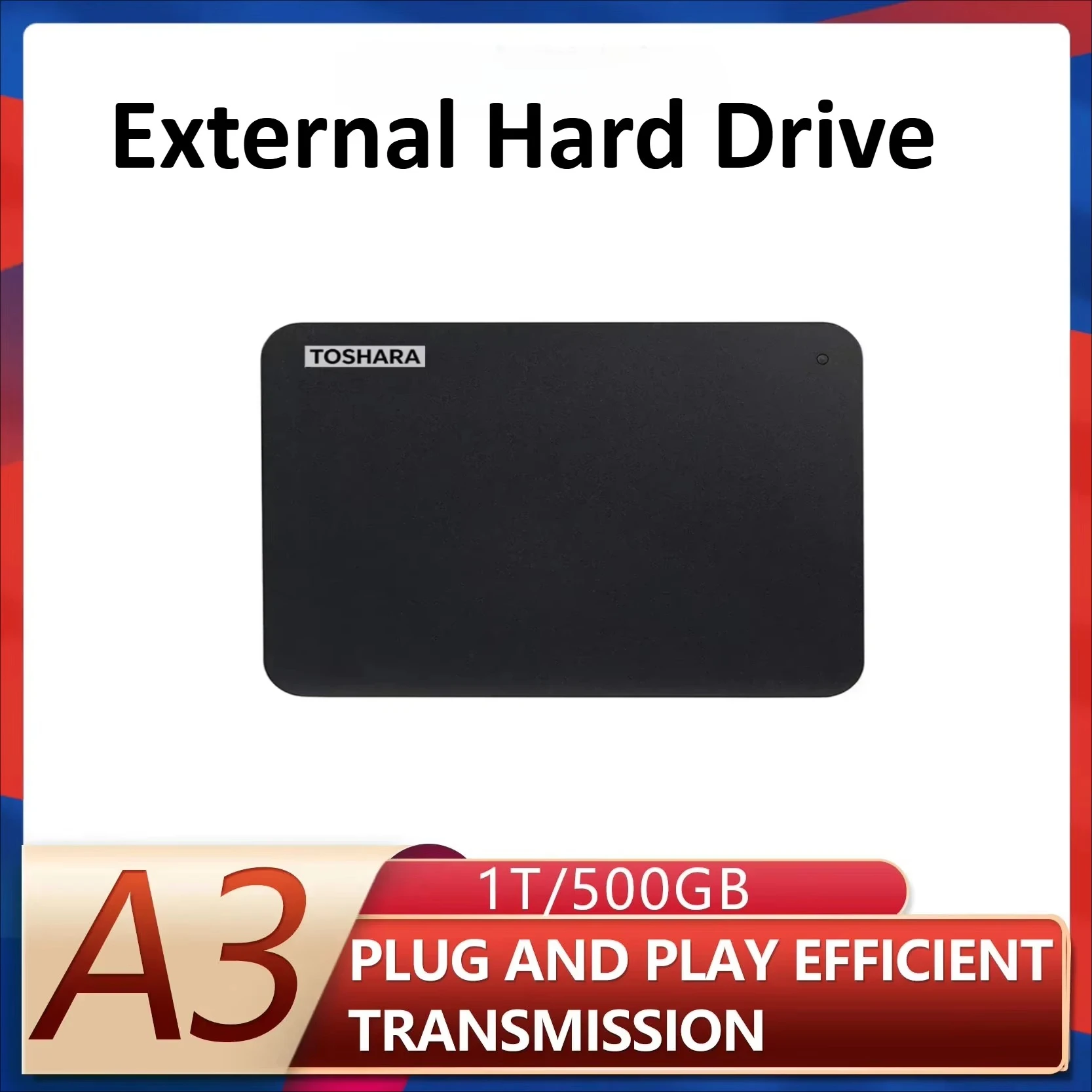 Portable Hard Drive A3 SSD 500GB 1TB 2TB 4TB SSD Black External Hard Drive USB 3.0 Portable for Gaming Console Office Gift