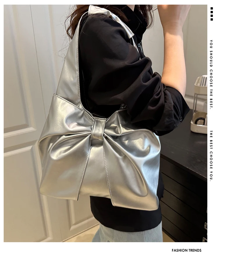 

Модные элегантные женские сумки с милым бантом, изысканные мягкие сумки на плечо, женские дорожные сумки, сумка-тоут под мышками для свиданий