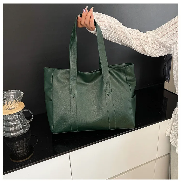 Vintage-Leder-Umhängetasche, geräumige Casual-Tragetasche mit zwei Griffen, Alltagstasche für Frauen, vielseitige Handtasche – Detail 18