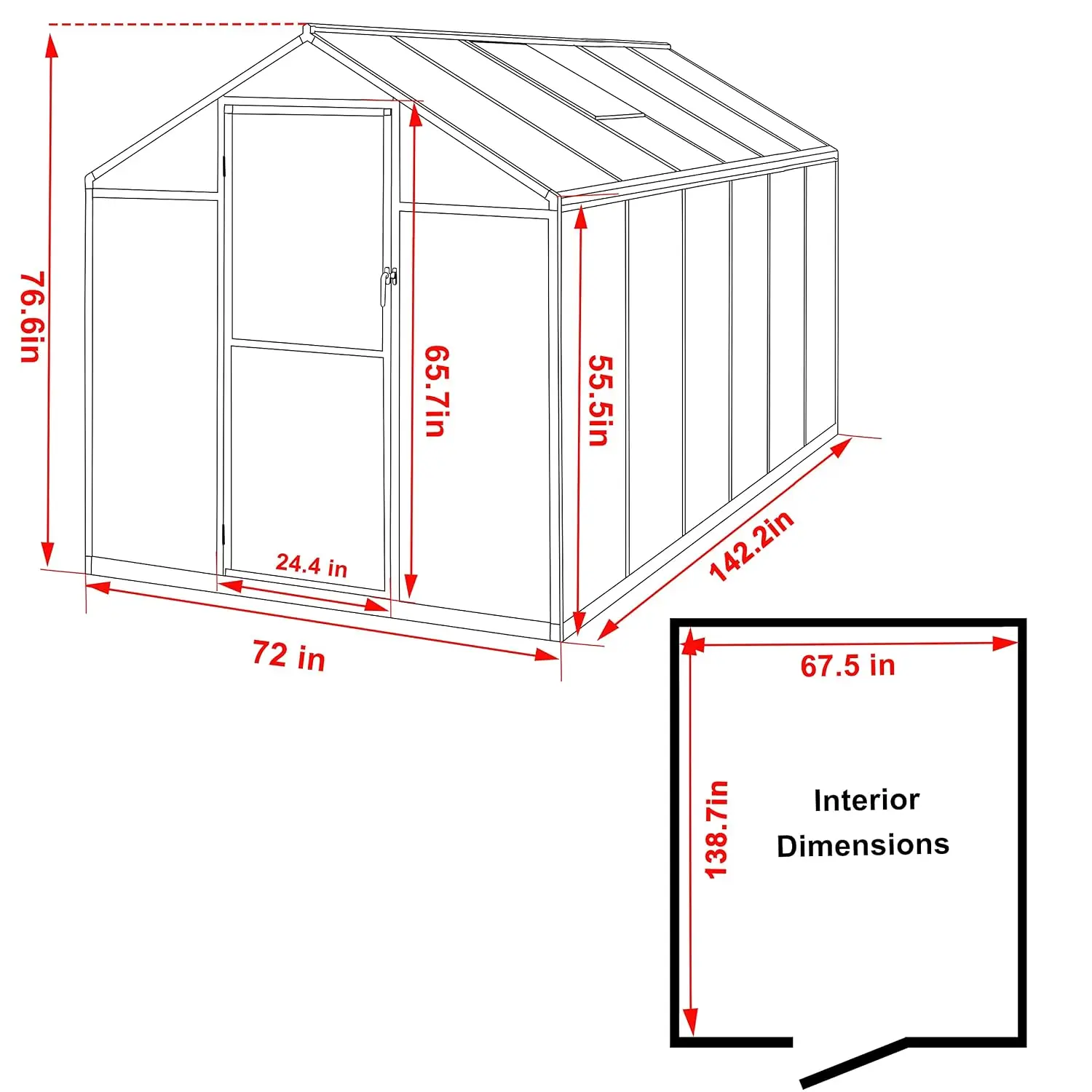 6 x 12 FT Outdoor Greenhouse, Polycarbonate Greenhouse with Aluminum Frame, Walk in Green House Plastic Kit Heavy, Customized