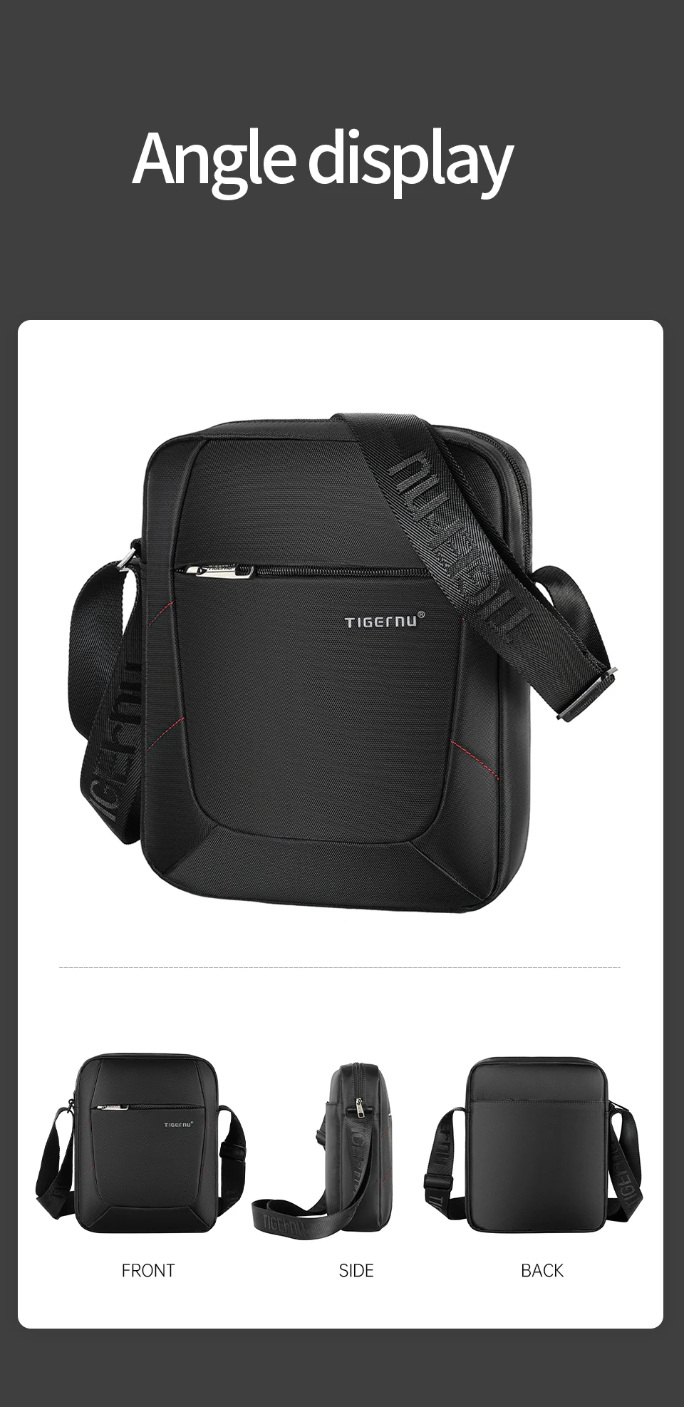 Tigernu Marke Umhängetasche Männer Tasche Männer Schulter Tasche Spritzwassergeschützt Nylon Mini iPad Messenger Schulter Gurt Tasche Für Männer Business Taschen – Detail 12