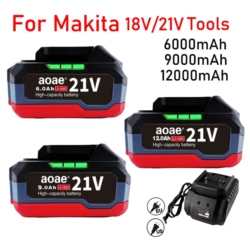 

18V 21V 6.0 9.0 12.0Ah Rechargeable Lithium Battery For Makita 18v Power Tools Cordless Wrench Saw Drill Grinder Screwdriver