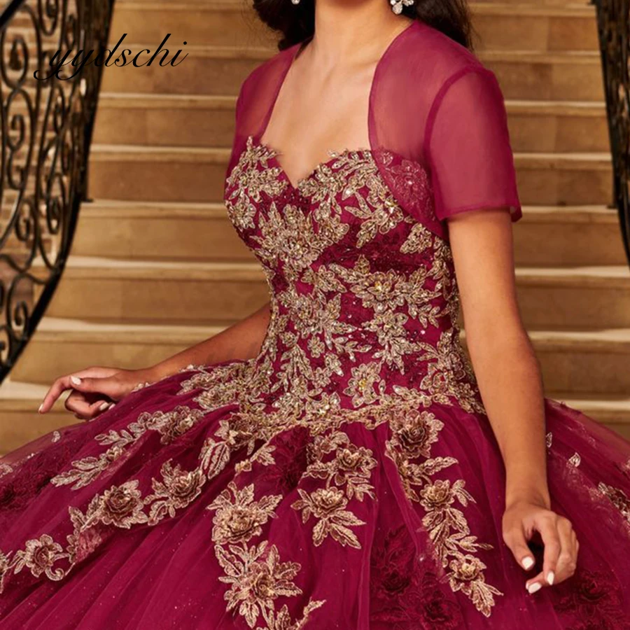 

Платья Quinceanera, вечернее платье с аппликацией, блестящее платье для выпускного вечера с вышивкой бисером для женщин, бальное платье в стиле ретро с блестками на день рождения, 2025