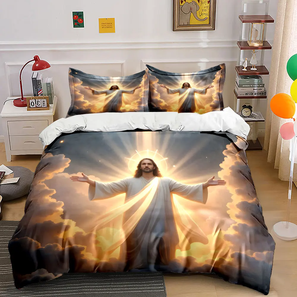 Glorious Divine Figure Duvet Cover Set with 3D Printing Design Soft Polyester Bedding Set All-Season Comfort Machine Washable