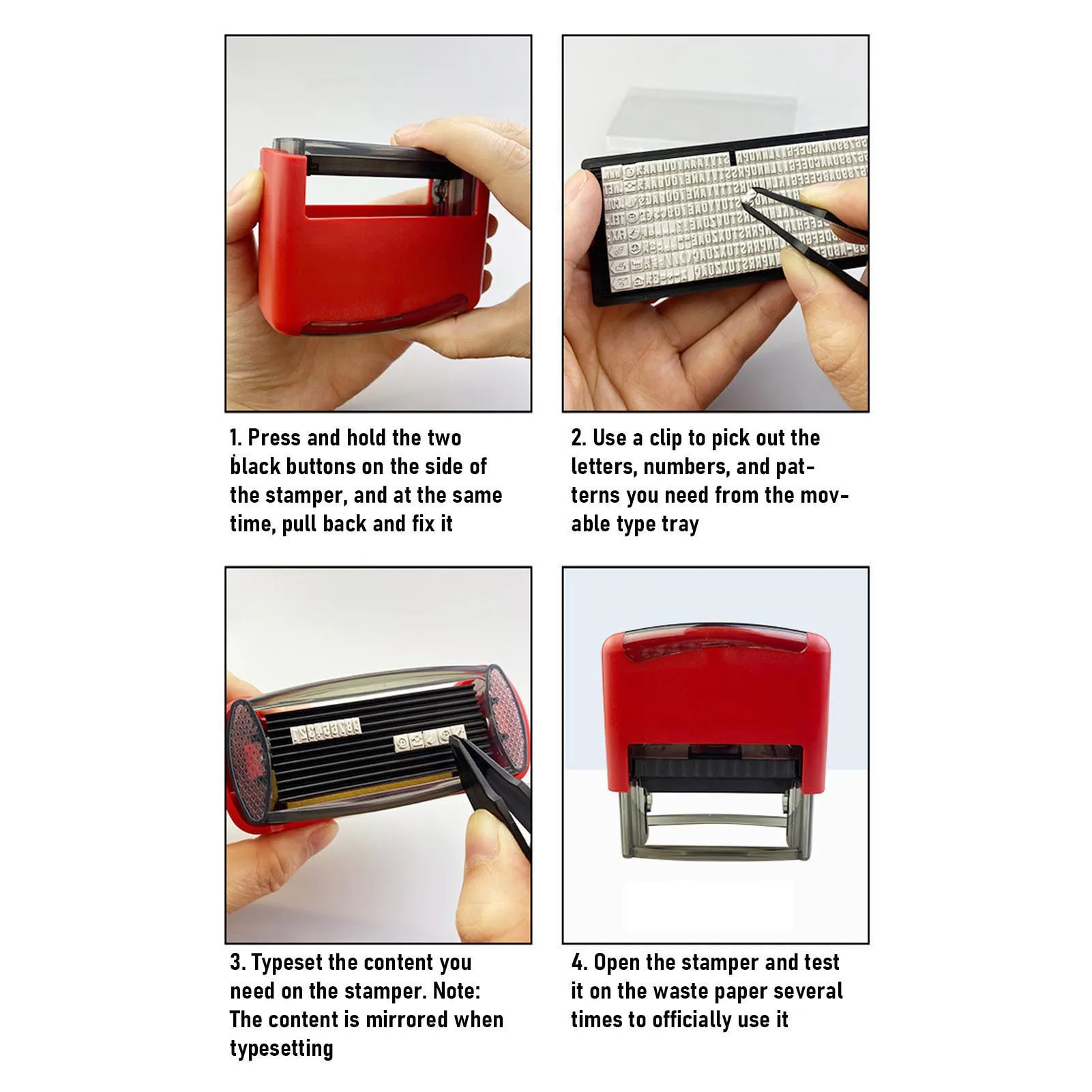 숫자 문자 스탬퍼 검정 잉크 인쇄 템플릿 1-1/2 X 1/2 인치 잉크 스탬퍼 키트 휴대용 디자인 ABS 소재 가정용