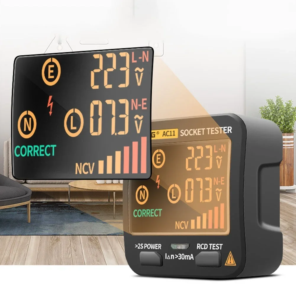 ANENG AC11 Digital Smart Socket Tester Voltage Socket Detector Ground Neutral Phase RCD NCV Inspection Tool